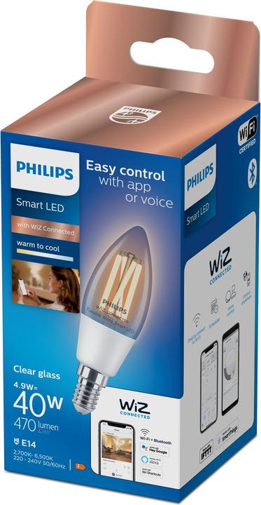 Produktbild Philips WFB 40W C35 E14 927-65 CL 1PF/6 (E14, 4.90 W, 470 lm, 1 x, F)