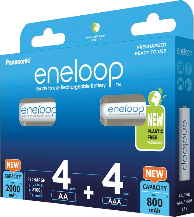 Productafbeelding Panasonic eneloop 4x AA + 4x AAA (8 Pcs., AA, AAA, 800.20 mAh)