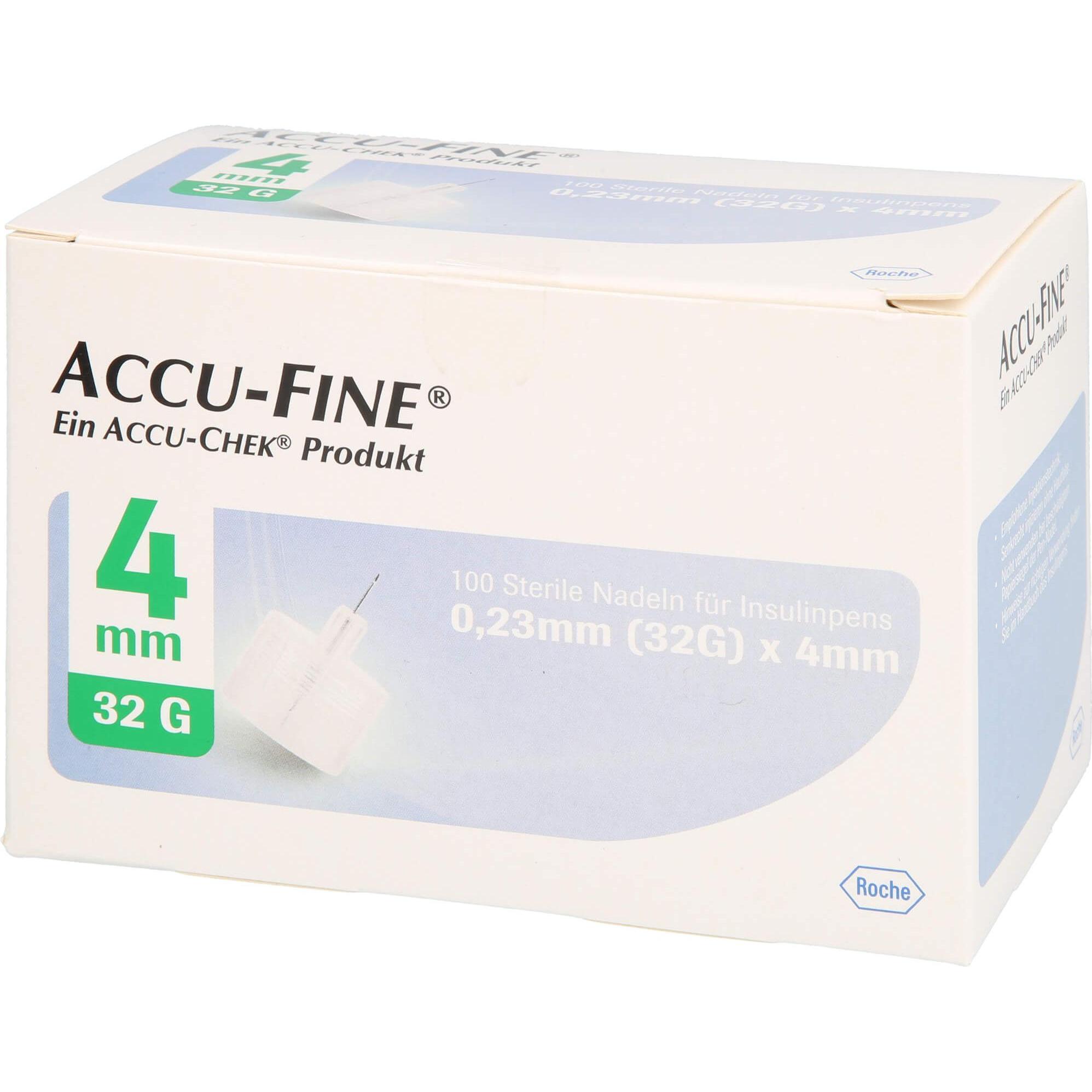Roche, Bluttest, Accu Fine Pen Nadeln 4mm (Pen Nadeln + Einmalkanülen)