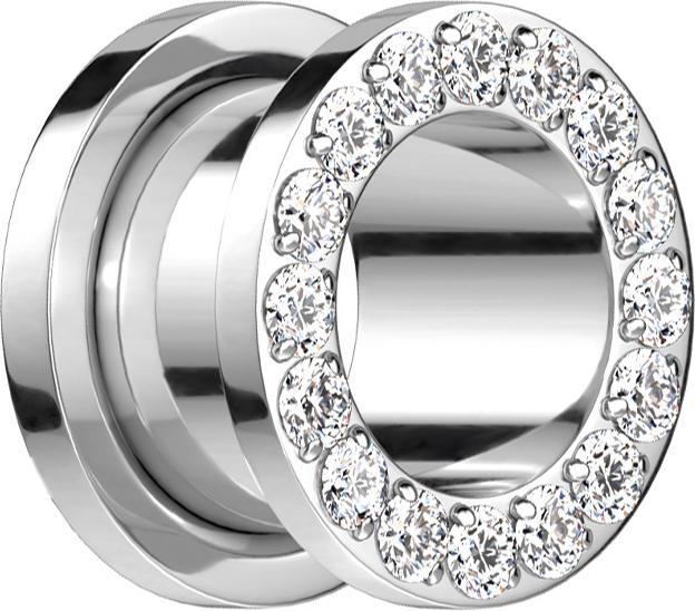 Image du produit Star Piercing Flesh Tunnel argenté avec cristal argenté (sans laiton, Titane G23)