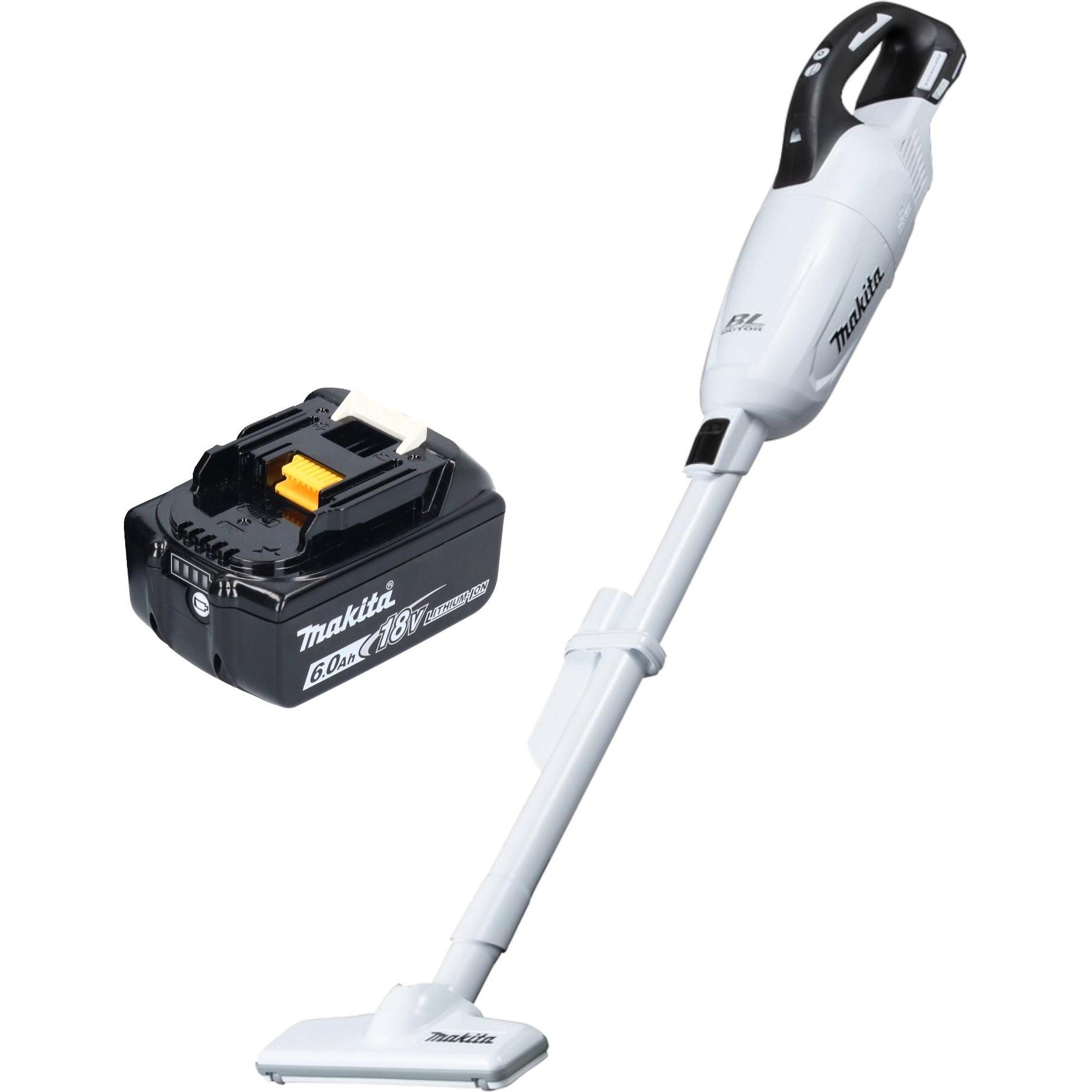 Makita DCL 281 FG1W Akku Staubsauger 18 V weiss Brushless + 1x Akku 6,0 Ah - ohne Ladegerät, Staubsauger, Weiss