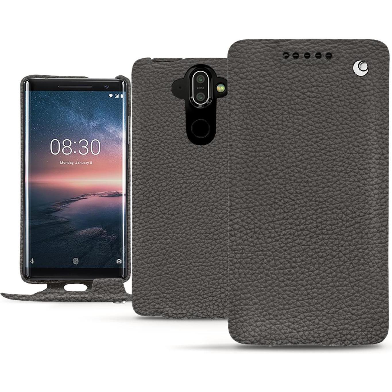 Noreve Lederschutzhülle vertikal (Nokia 8 Sirocco), Smartphone Hülle, Grau