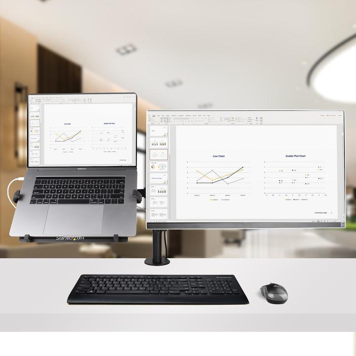 Actual product image StarTech Monitor Arm with VESA Laptop Tray (Table, 34", 16 kg)
