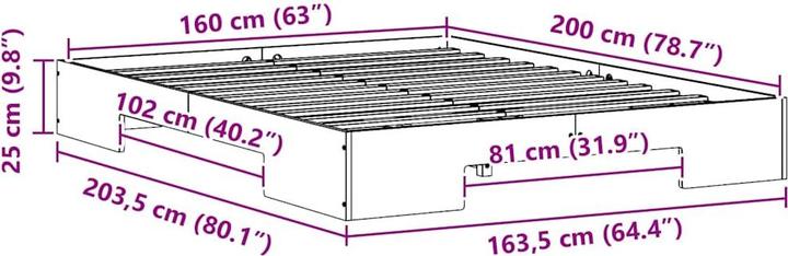 Actual product image vidaXL Bettgestell (160 x 200 cm)