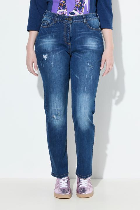 Produktbild Ulla Popken Jeans Sammy, Vintage-Waschung, Destroy-Effekte (54)