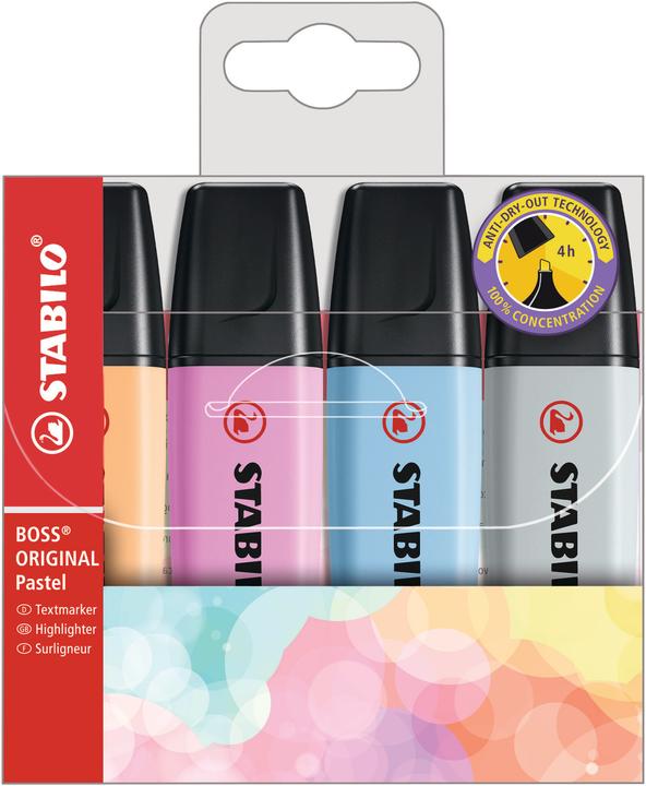 Produktbild STABILO BOSS ORIGINAL Pastel Textmarker (Sortiert, 5 mm, 4 x)