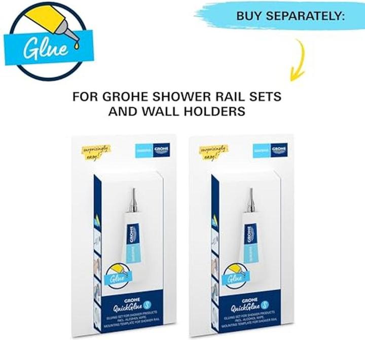 Actual product image Grohe Vitalio universal shower rail, glue or drill, 900 mm, matt black