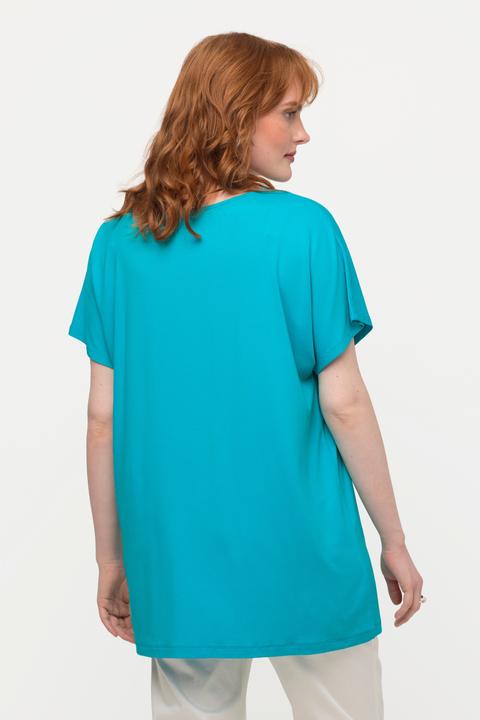 Image du produit Ulla Popken T-shirt à col rond et manches courtes. Rayures en strass. (46, 48)