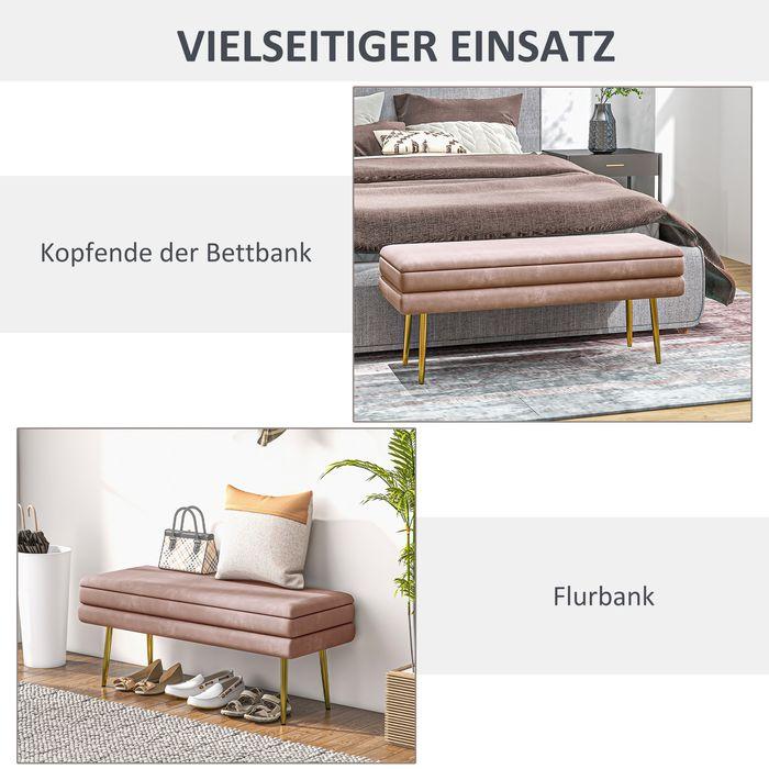 Actual product image Swisshandel24 Sitzbank Polsterbank, mit Stauraum, Stahl, 100 x 37,5 x 42 cm, Rosa (100 cm)