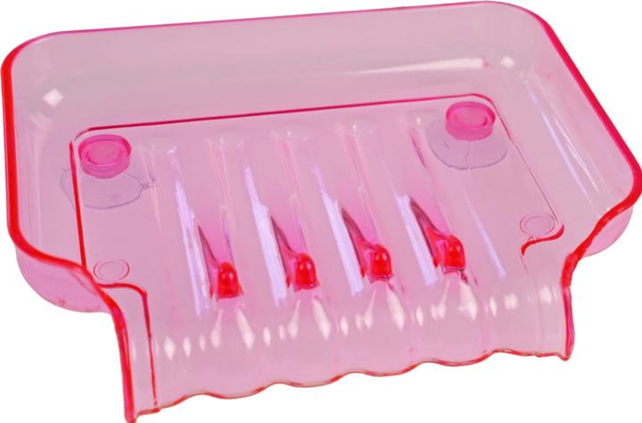 Actual product image Soap dish, plastic, pink with 2 suction cups (refill)
