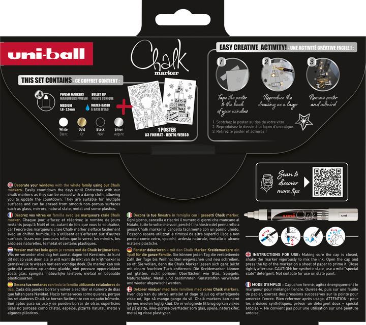 Produktbild Uni-ball Chalk Marker (Weiss, Silber, Schwarz, Gold, 2.50 mm, 4 x)