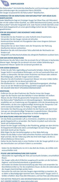 Produktbild Natursutten Babyflasche 240ml Glas mit Anti-Kolik-Ventil (240 ml)