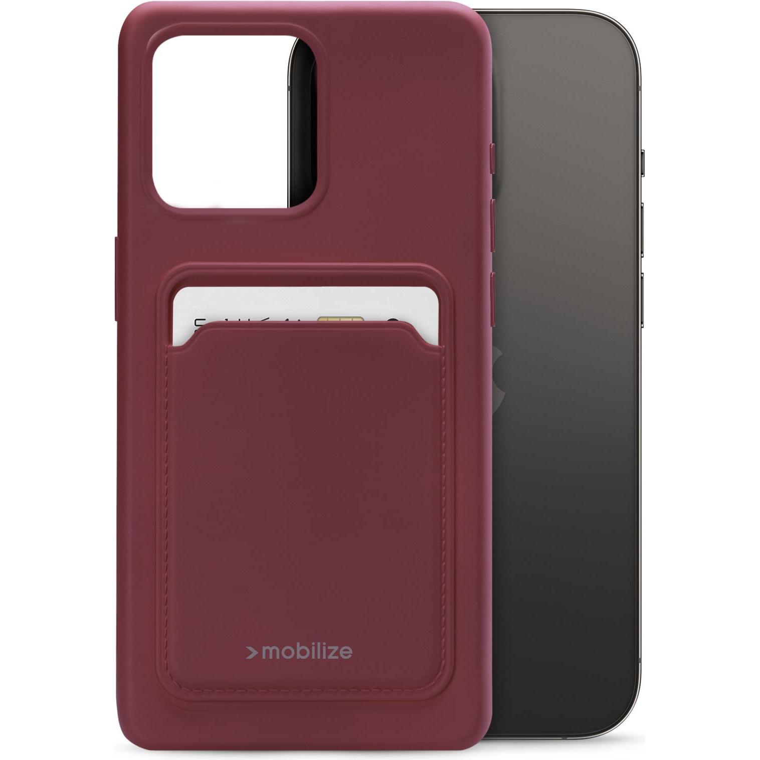 Mobilize Gummi-Gelly-Kartenhülle (Apple iPhone 15 Pro), Smartphone Hülle, Rot