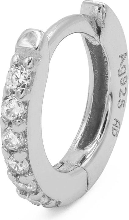 Orecchino Singolo Brosway Fancy A Cerchio - Argento 925 Rodiato Con Zirconia Bianca, Diametro 14mm, FIW89