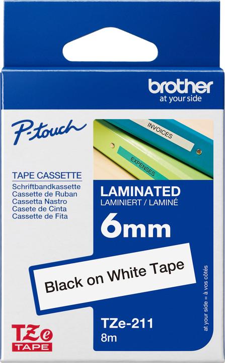 Brother TZe-211 (0.60 cm, Black, White)