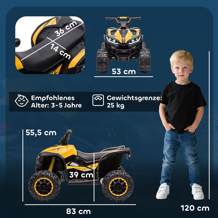 Image du produit Homcom Elektro-Quad Kunststoff, Metall Schwarz+Gelb (12 V)