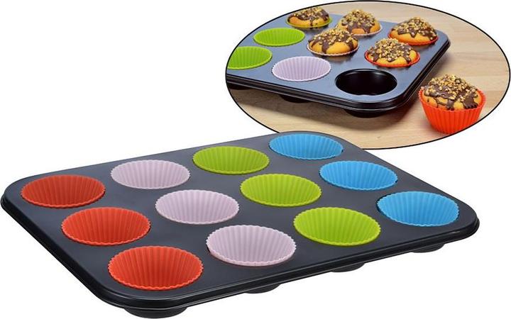 Actual product image Fs-Star Muffin baking tin with silicone moulds for 12 muffins (6.50 cm)