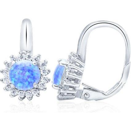 Beneto, Ohrringe, Silver earrings with opalescent crystals AGUC1204 (L)