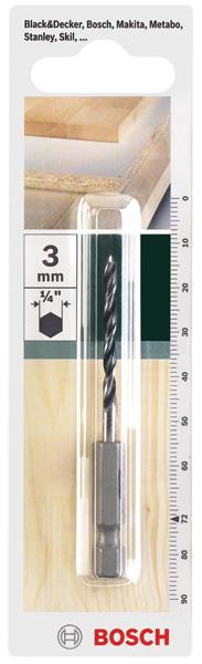 Immagine prodotto DIY Trapano per legno HSS, codolo esagonale da 1/4" D= 3,0 mm L= 72 mm (3,0 millimetri)