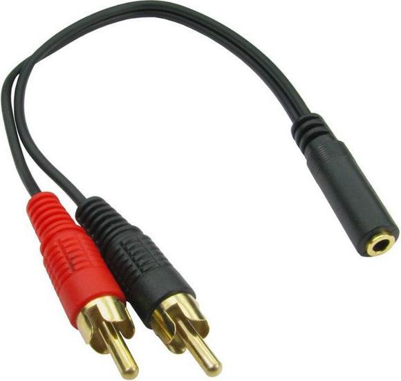 Produktbild RS PRO Aux Kabel, Stereo-Jack, 3,5 mm / RCA x 2 Stecker Stecker L. 200mm Schwarz (0.20 m, Cinch Kabel)