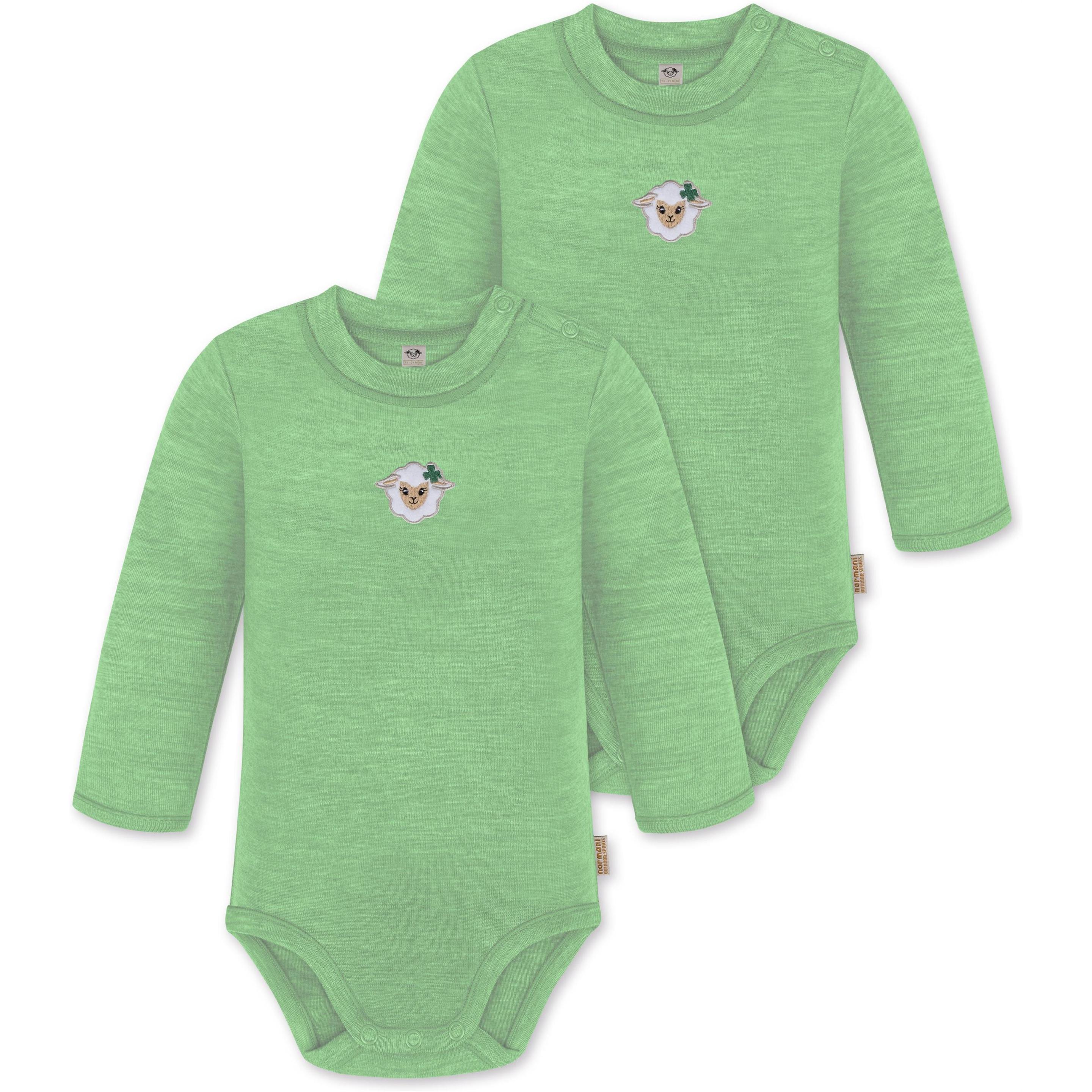 Normani, Herren, Body, 2er Pack Baby Merino Langarmbody „Tuai" - 9397, Grün, (68)