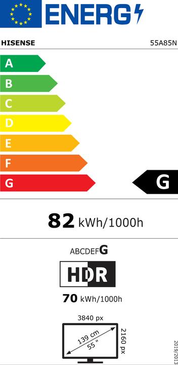 Etichetta energetica Hisense 55A85N (55", OLED, 4K)