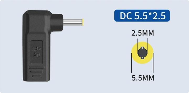 Produktbild PowerGuard USB-C to DC Barrel 5.5 x 2.5mm Notebook PD Charger Adapter 65W 19.5V (65 W)