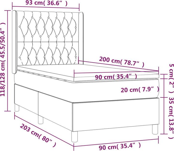 Image du produit vidaXL Boxspringbett (90 x 200 cm)