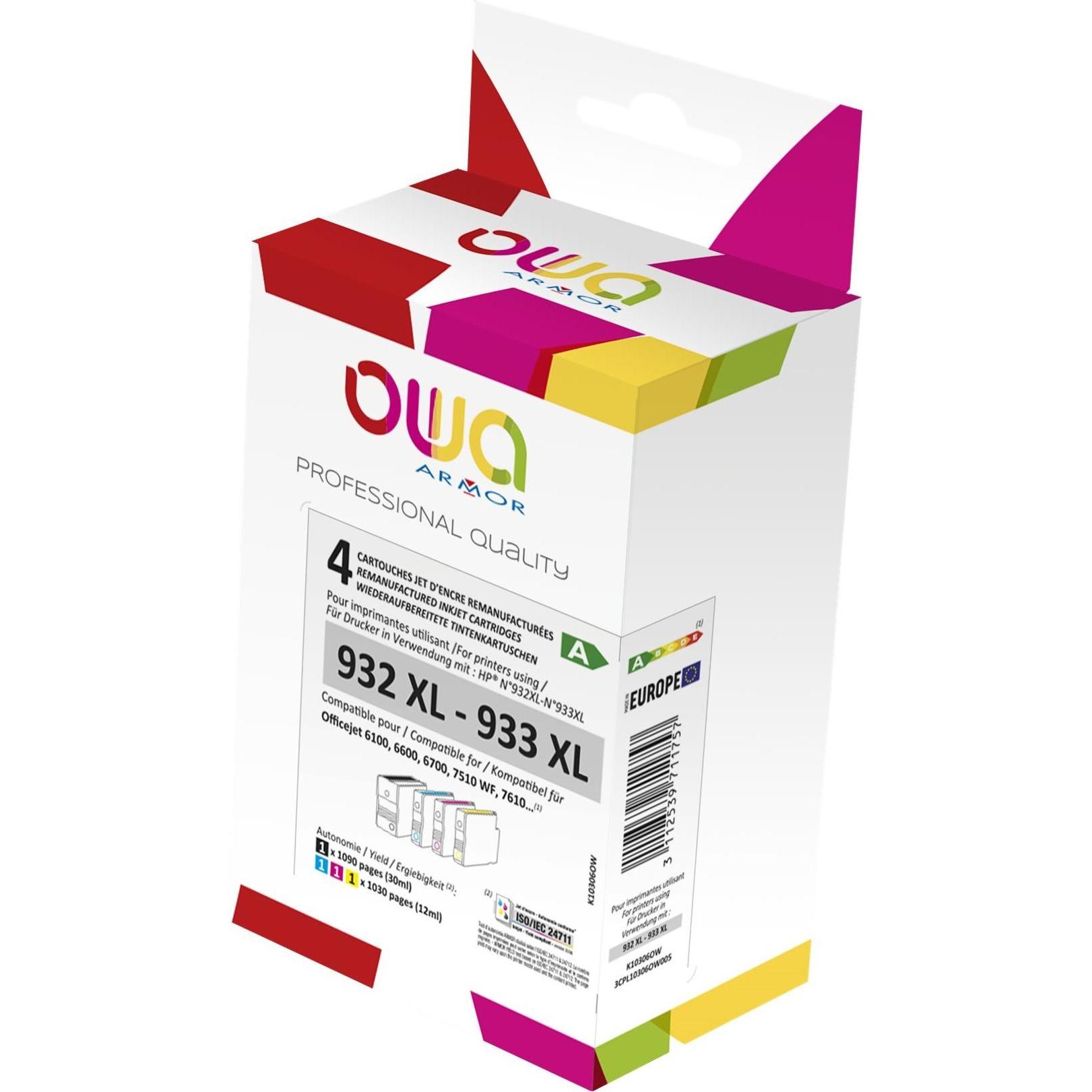 Armor OWA, Cartucce, K10306OW - nero - blu - magenta - giallo - HP - OJ 6100/6600 - 30 ml - 12 ml - (M, C, Y, FC)