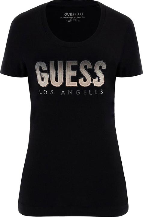Actual product image Guess Women's round neck T-shirt with gradient glitter logo (S)
