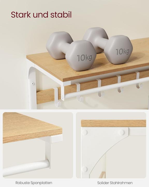 Actual product image Songmics Wandgarderobe mit Ablage Eichenfarben-Weiss