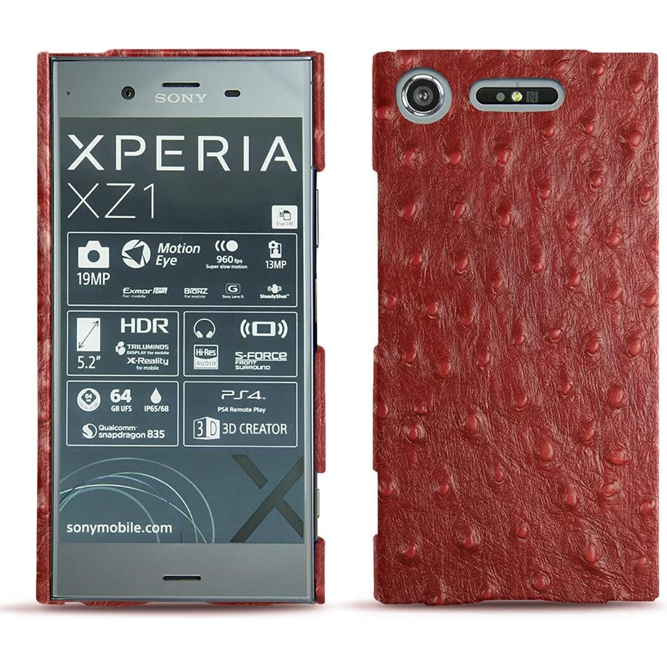 Noreve Lederschutzhülle (Sony Xperia XZ1), Smartphone Hülle, Rot
