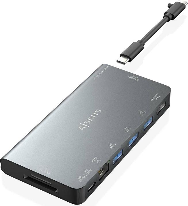 Produktbild Aisens USB-C DOCK 8 EN 1 HDMI RJ45 3XUSB-A USB-C DATOS PD 1XSD 1XMICRO SD (USB-C, 8 Ports)