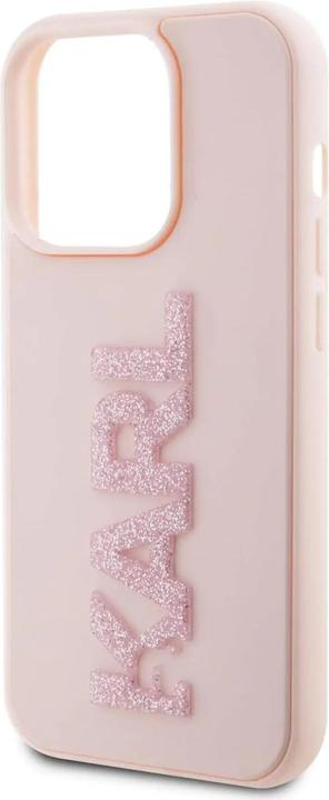 Actual product image Karl Lagerfeld KLHCP15X3DMBKCP iPhone 15 Pro Max 6.7" różowy/pink hardcase 3D Rubber Glitter Logo (Apple iPhone 15 Pro Max)