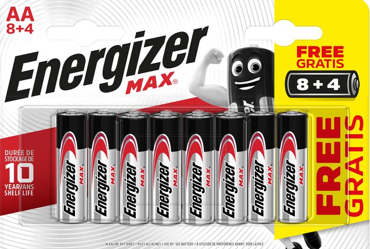 Image du produit Energizer Piles alcalines max Mignon, 8+4 (12 pcs, AA)