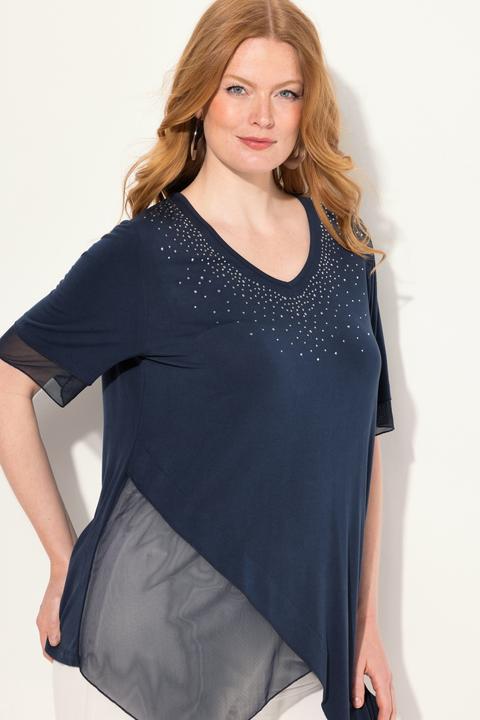Produktbild Ulla Popken Bluse, Layering-Look, Mesh/Jersey, Zipfelsaum (46, 48)