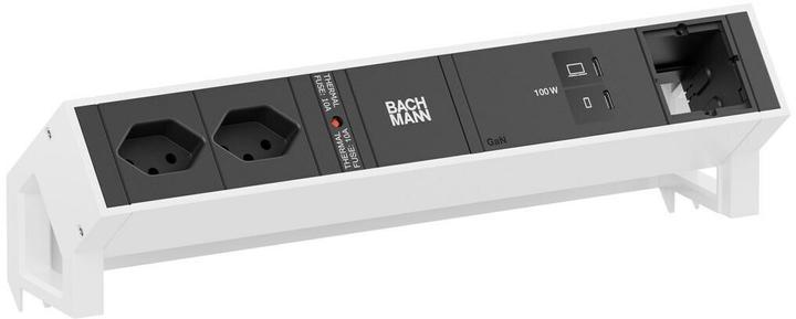 Image du produit Bachmann DESK2 2xCH 90° 1xUSB C/C 100W 1xCM 0,2m RAL9010 (2x, Type 13, USB-C)