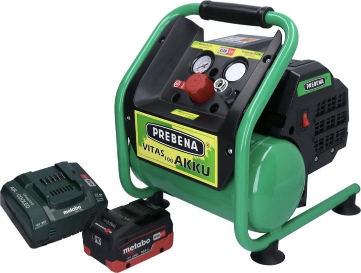 Produktbild Prebena VITAS 100-AKKU Kompressor 18 V 5 l 8 bar CAS Brushless + 1x Akku 10,0 Ah + LadegerÃ¤t (8 Bar, 5 l)