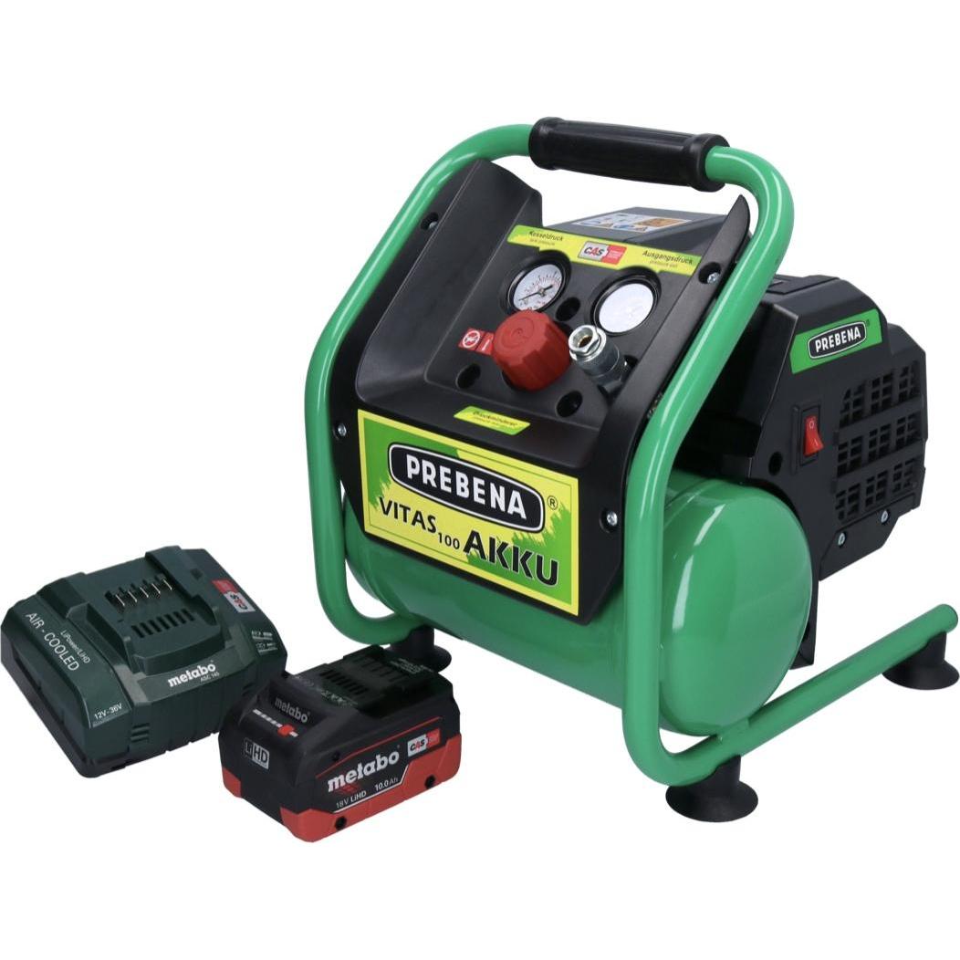 Thumbnail - Prebena, Kompressor, VITAS 100-AKKU Kompressor 18 V 5 l 8 bar CAS Brushless + 1x Akku 10,0 Ah + Ladegerät (8 Bar, 5 l)
