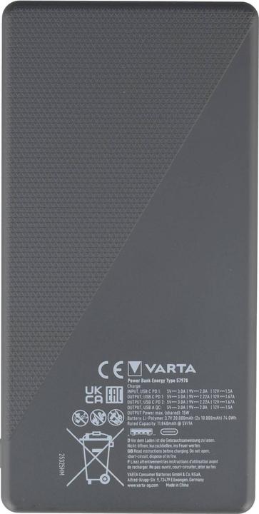 Productafbeelding Varta Energie (20000 mAh, 15 W, 74 Wh)