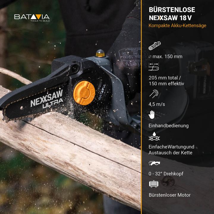 Image du produit Batavia Tronçonneuse NEXXSAW ULTRA 18 V Maxxpack (sans batterie ni chargeur) (Tronçonneuse à batterie)