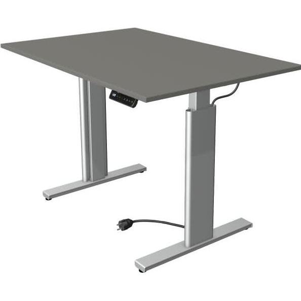 Kerkmann, Schreibtisch, Move 3 höhenverstellbarer Schreibtisch grafit rechteckig T-Fuss-Gestell silber 120,0 x 80,0 (120...