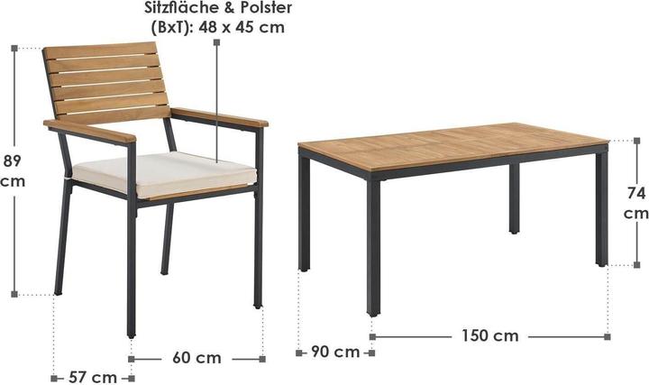 Produktbild Juskys Gartengarnitur (150 x 90 x 74 cm)