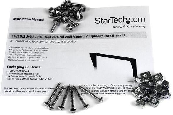 Productafbeelding StarTech 3u 19 Muurbevestiging Rek Beugel