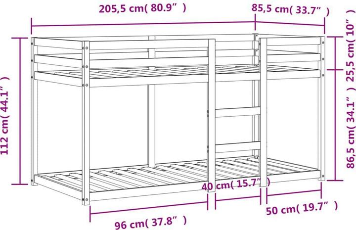 Produktbild vidaXL Etagenbett (80 x 200 cm)