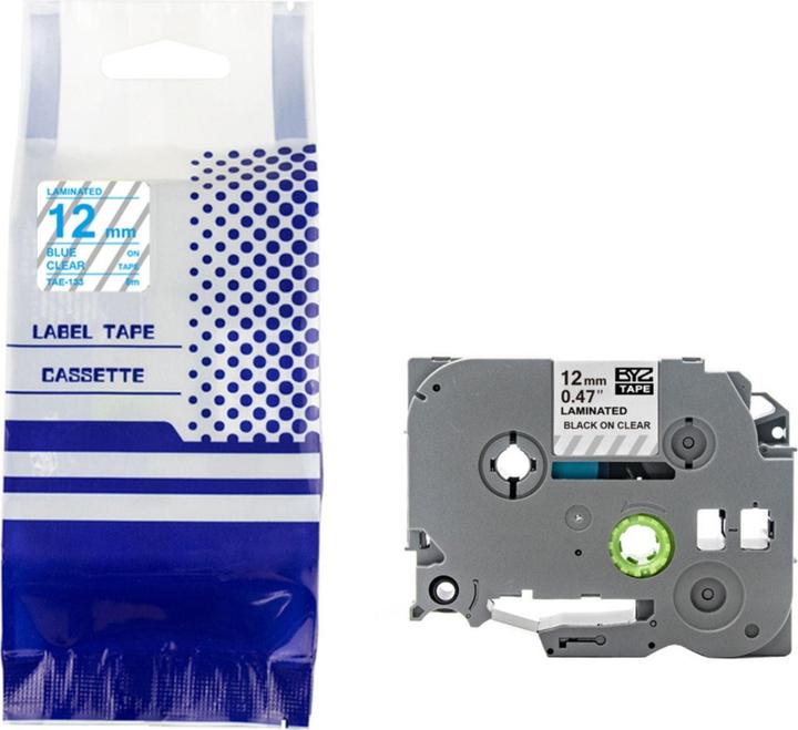 Produktbild Hermex Alternatives Etikettenband zu Brother TZe-133 Beschriftungsband (1.20 cm, Blau, Transparent)