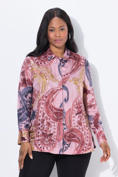 Immagine prodotto Ulla Popken Blusa con Cupro, design floreale, collo da camicia e maniche lunghe (50, 52)