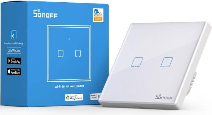 Actual product image Sonoff Smart Switch WiFi RF 433 T2 EU TX (2-channel) updated