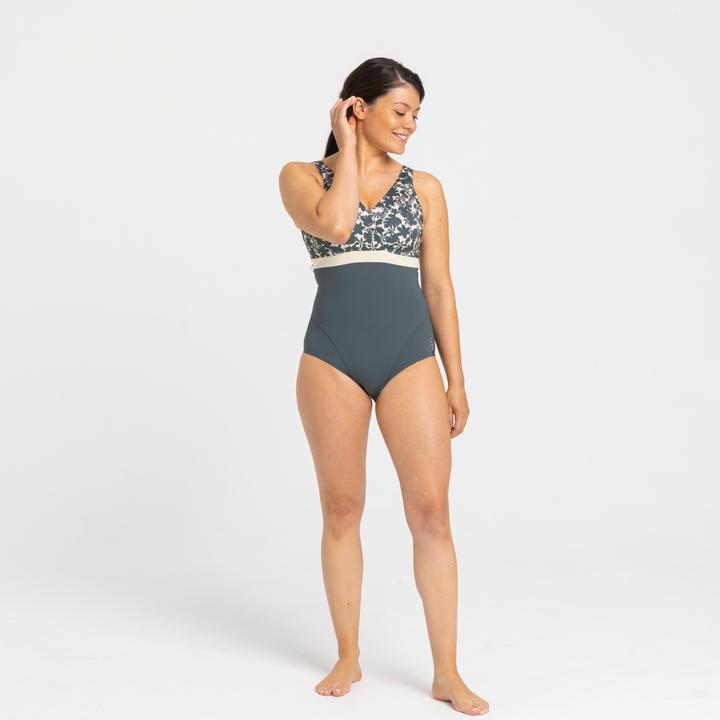 Image du produit Nabaiji Maillot de bain femme Mia Palm beige/kaki. Taille de bonnet D/E (46)