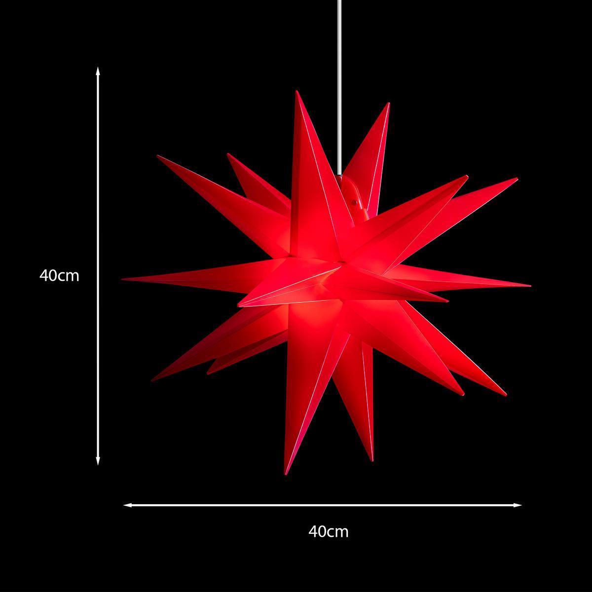 Thumbnail - Novaliv, Weihnachtsbeleuchtung, Weihnachtsstern Dekostern 40cm ROT Innen und Aussen für Glühbirne E14 Gewinde mit